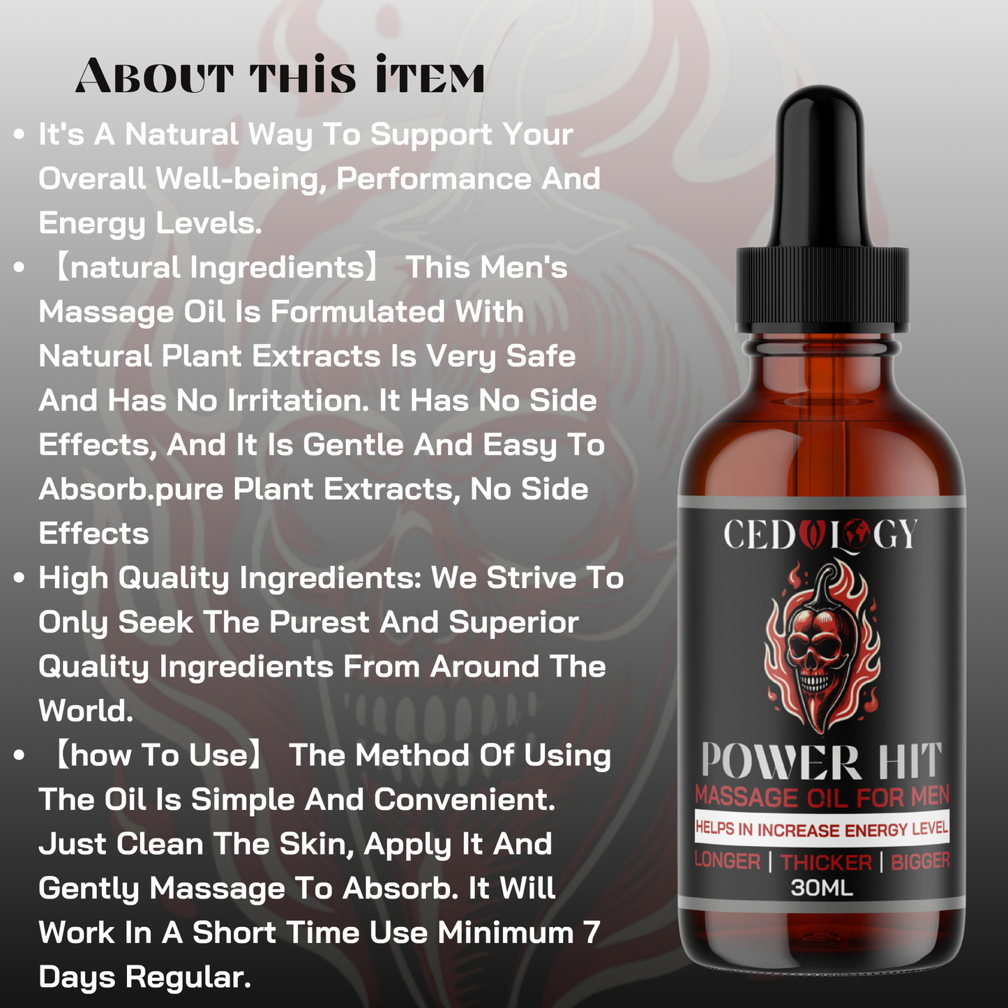 Power Hit Massage Oil for Men – 100% Natural Vitality Boost (30ml)