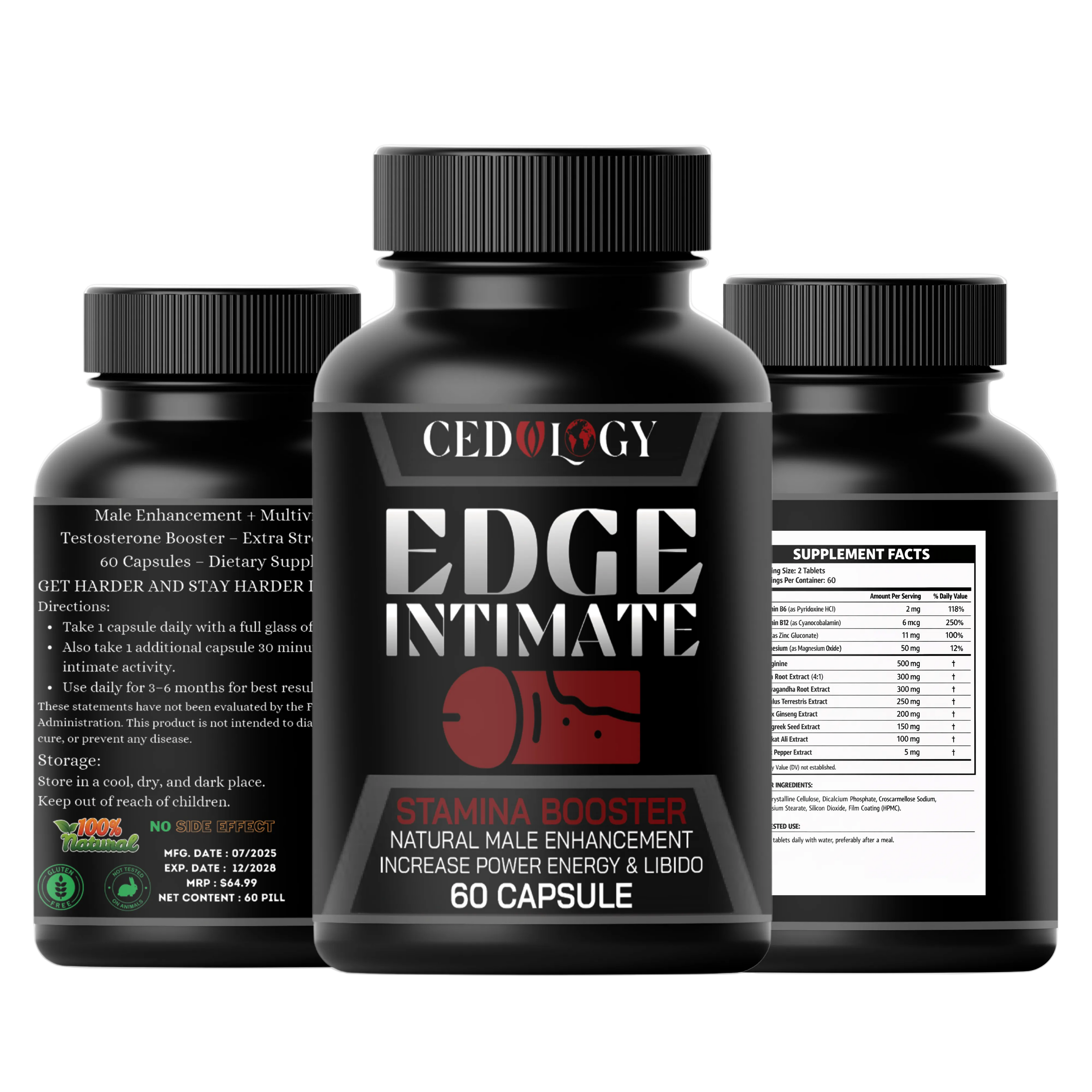 Edge Intimate – 100% Organic Men's Energy & Vitality Supplement (60 Unit)