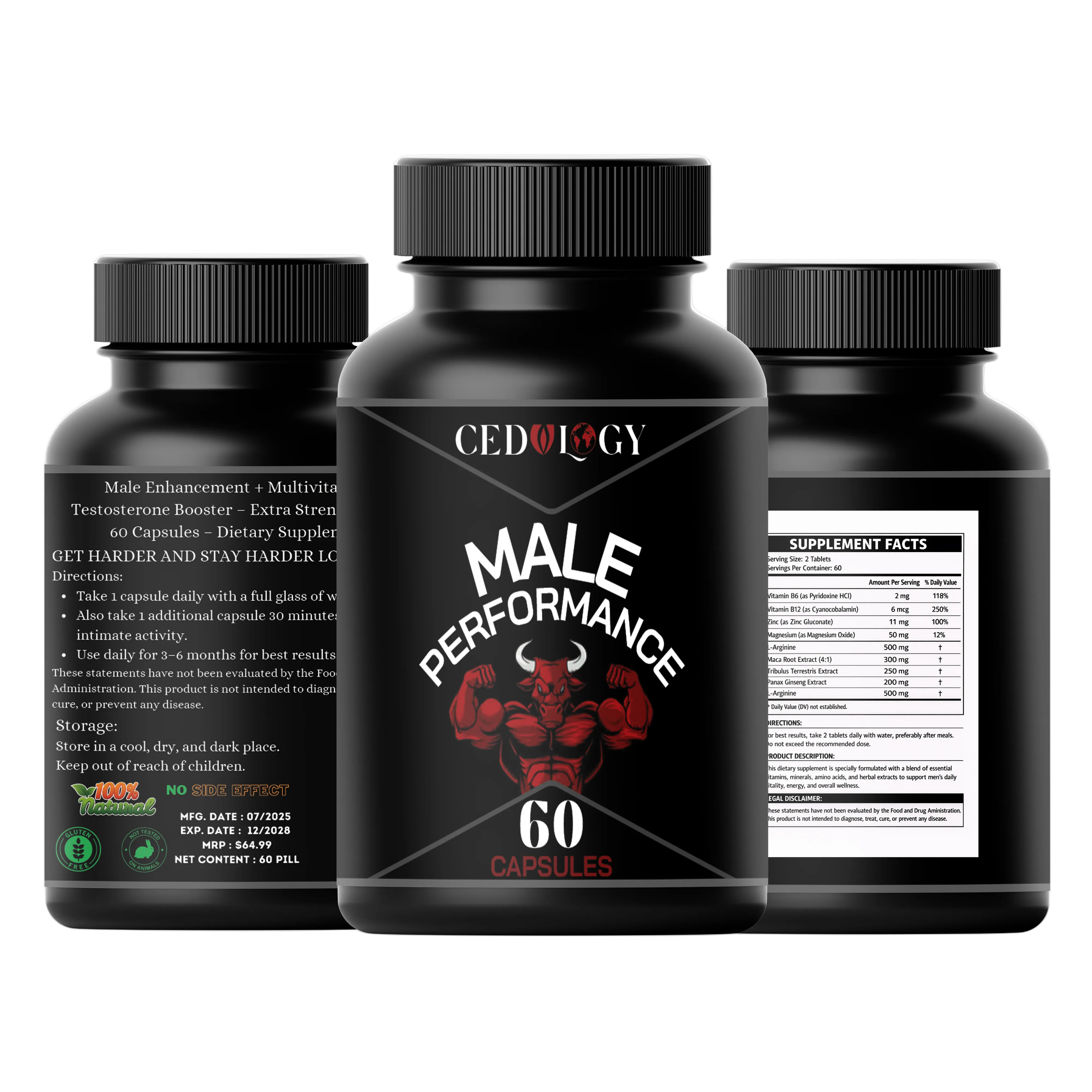 Male Performance – 100% Organic Energy & Vitality Supplement (60 Unit)