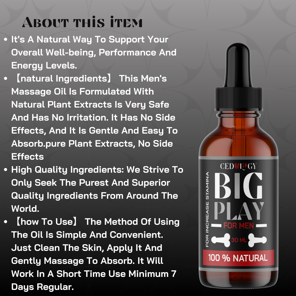 Big Play Massage Oil for Men – 100% Natural Stamina Support (30ml)