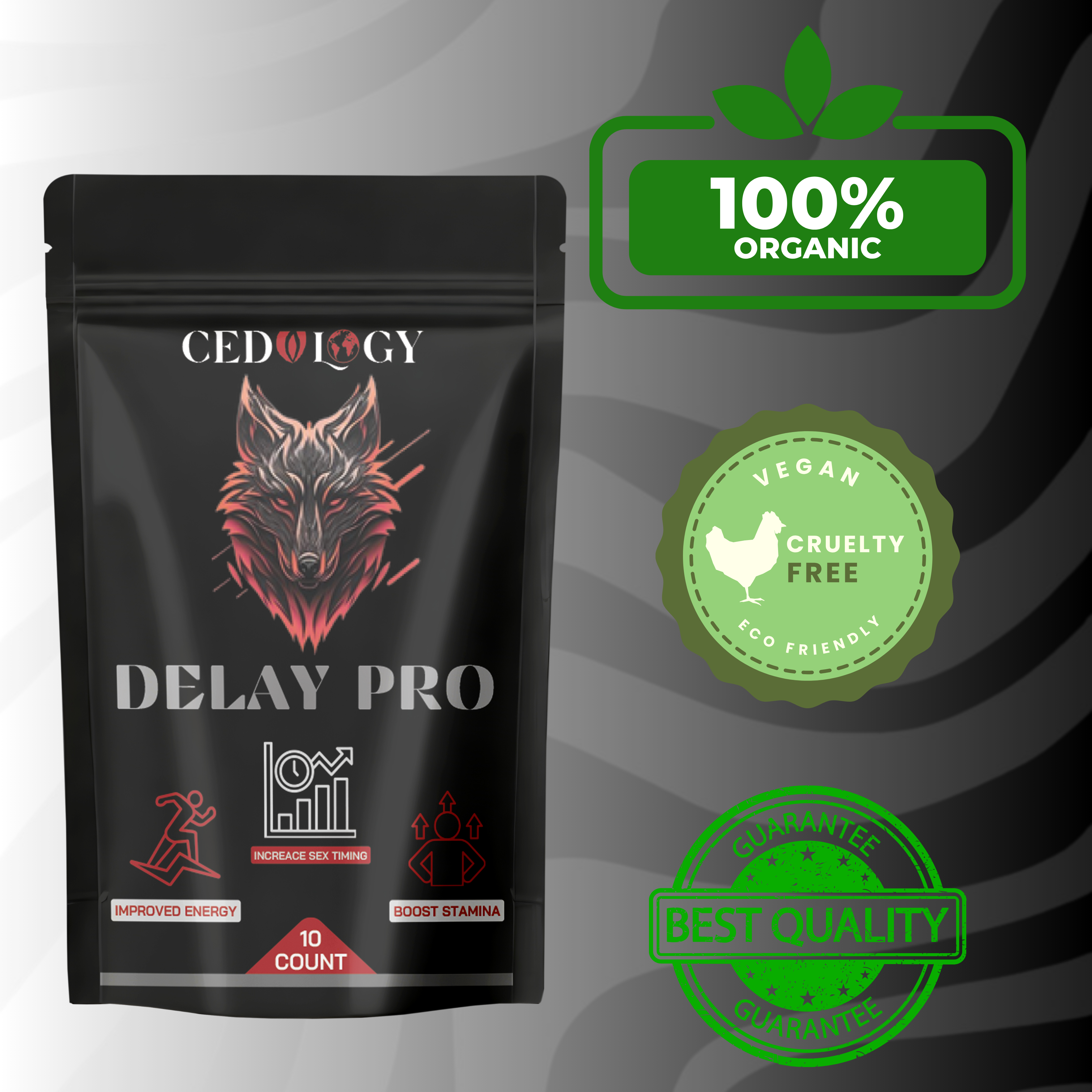 Delay Pro – 100% Organic Men's Endurance Supplement (10 Count)