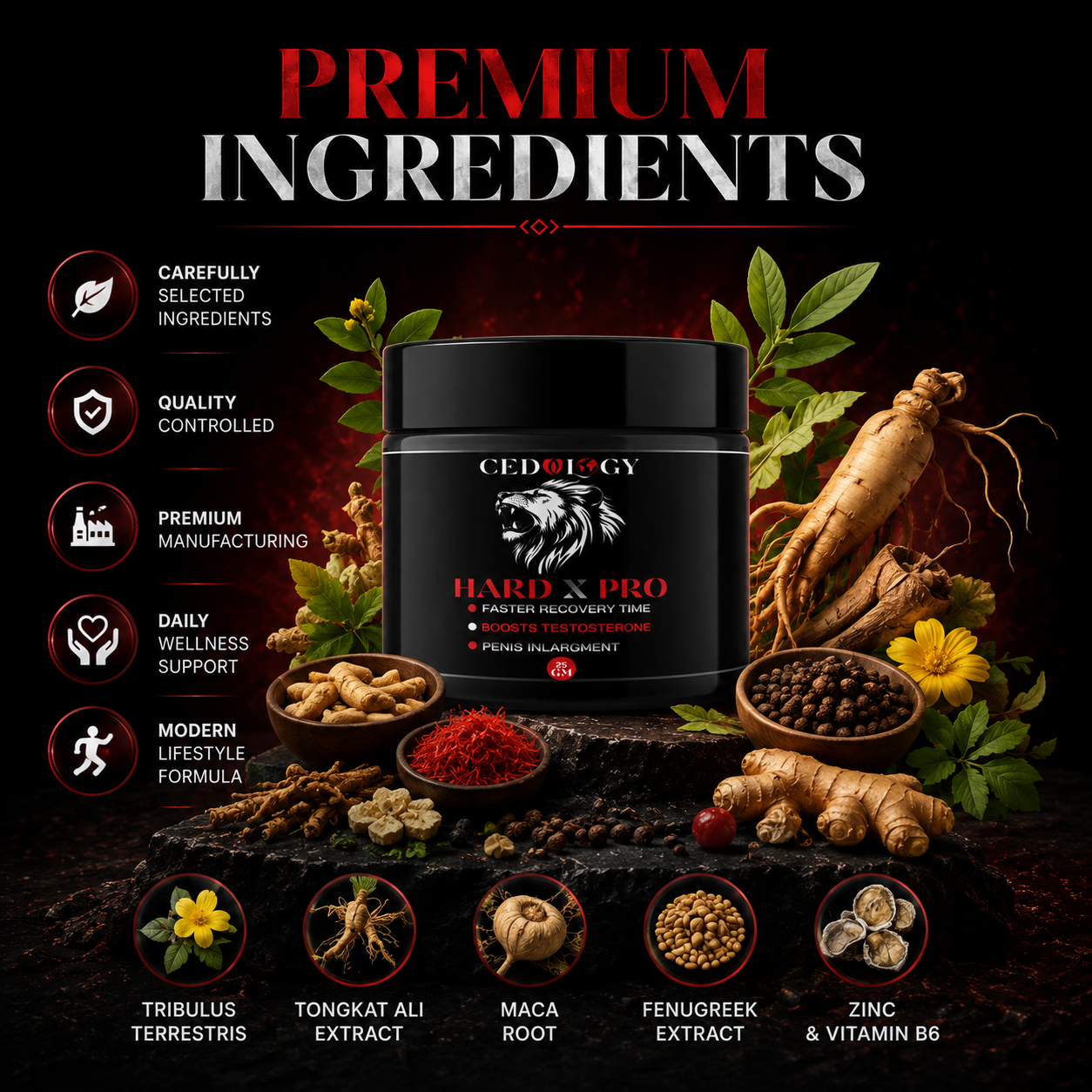 Hard X Pro – 100% Organic Men's Vitality & Strength Cream (25g)