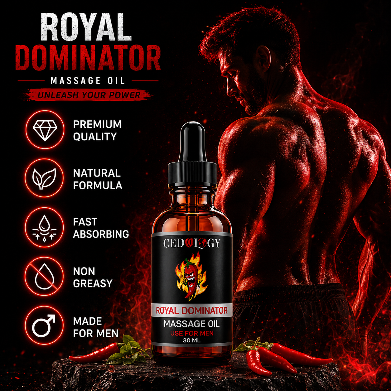 Dominator Oil – 100% Pure & Natural Male Massage Oil (30ml)