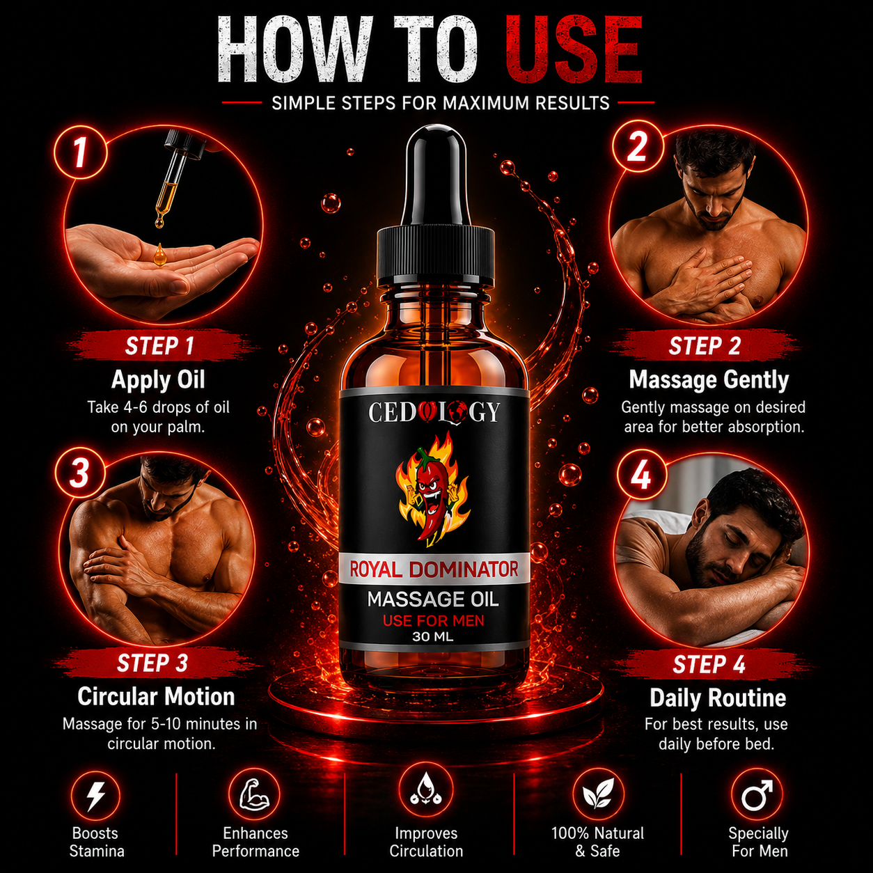 Dominator Oil – 100% Pure & Natural Male Massage Oil (30ml)