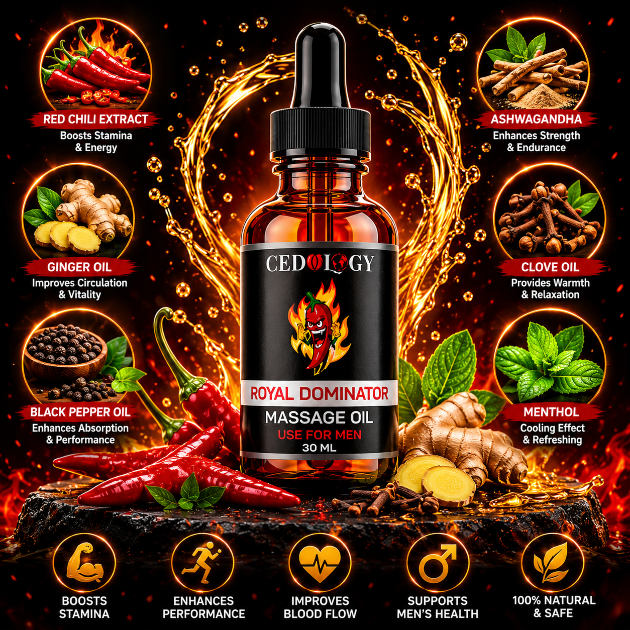 Dominator Oil – 100% Pure & Natural Male Massage Oil (30ml)