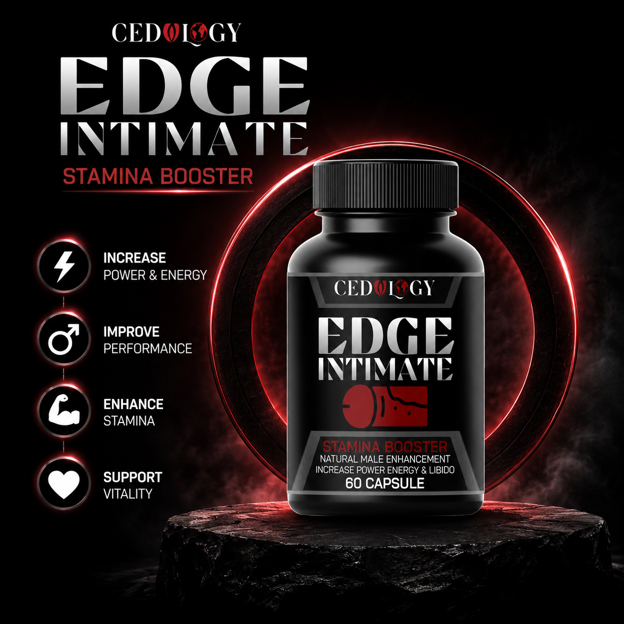 Edge Intimate – 100% Organic Men's Energy & Vitality Supplement (60 Unit)