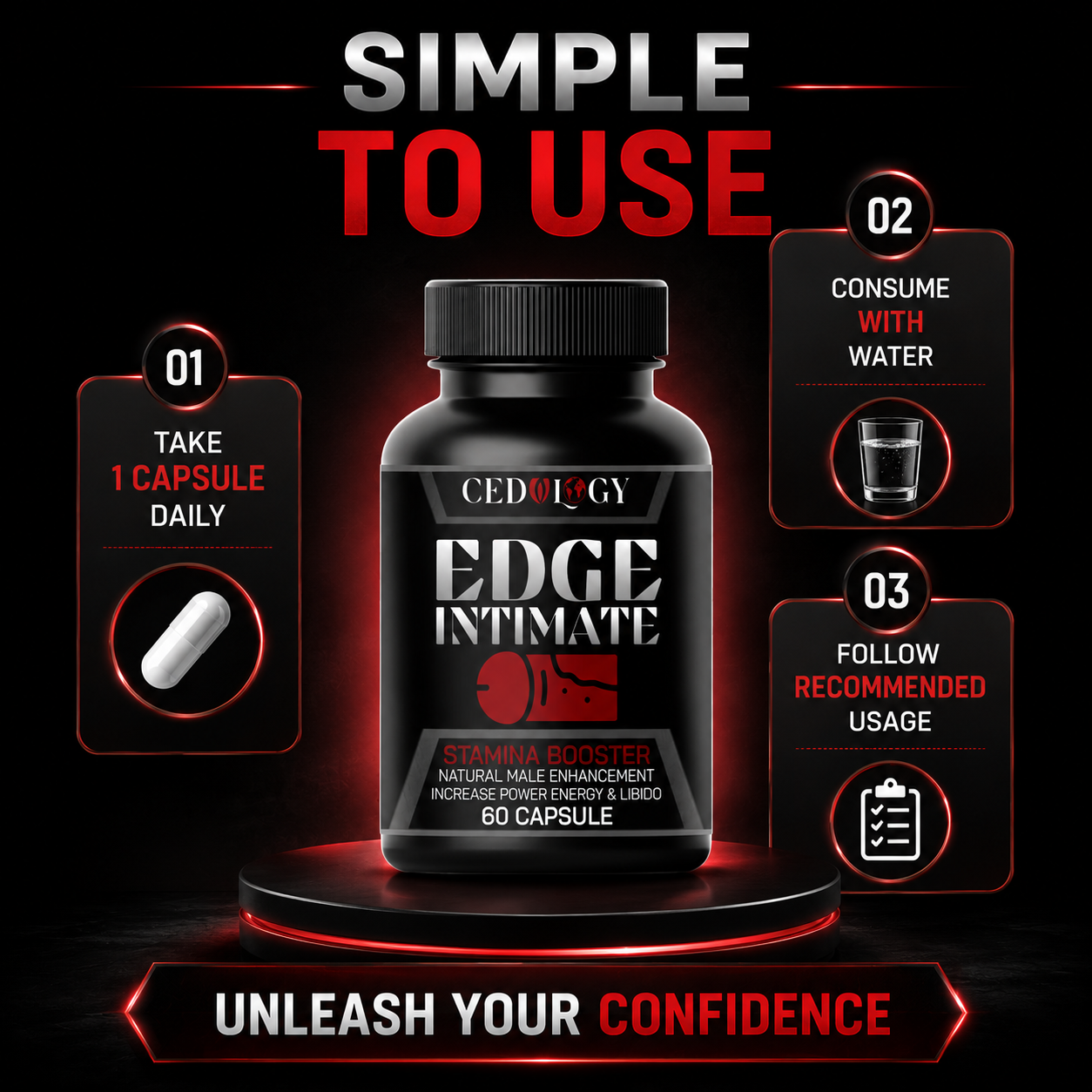 Edge Intimate – 100% Organic Men's Energy & Vitality Supplement (60 Unit)