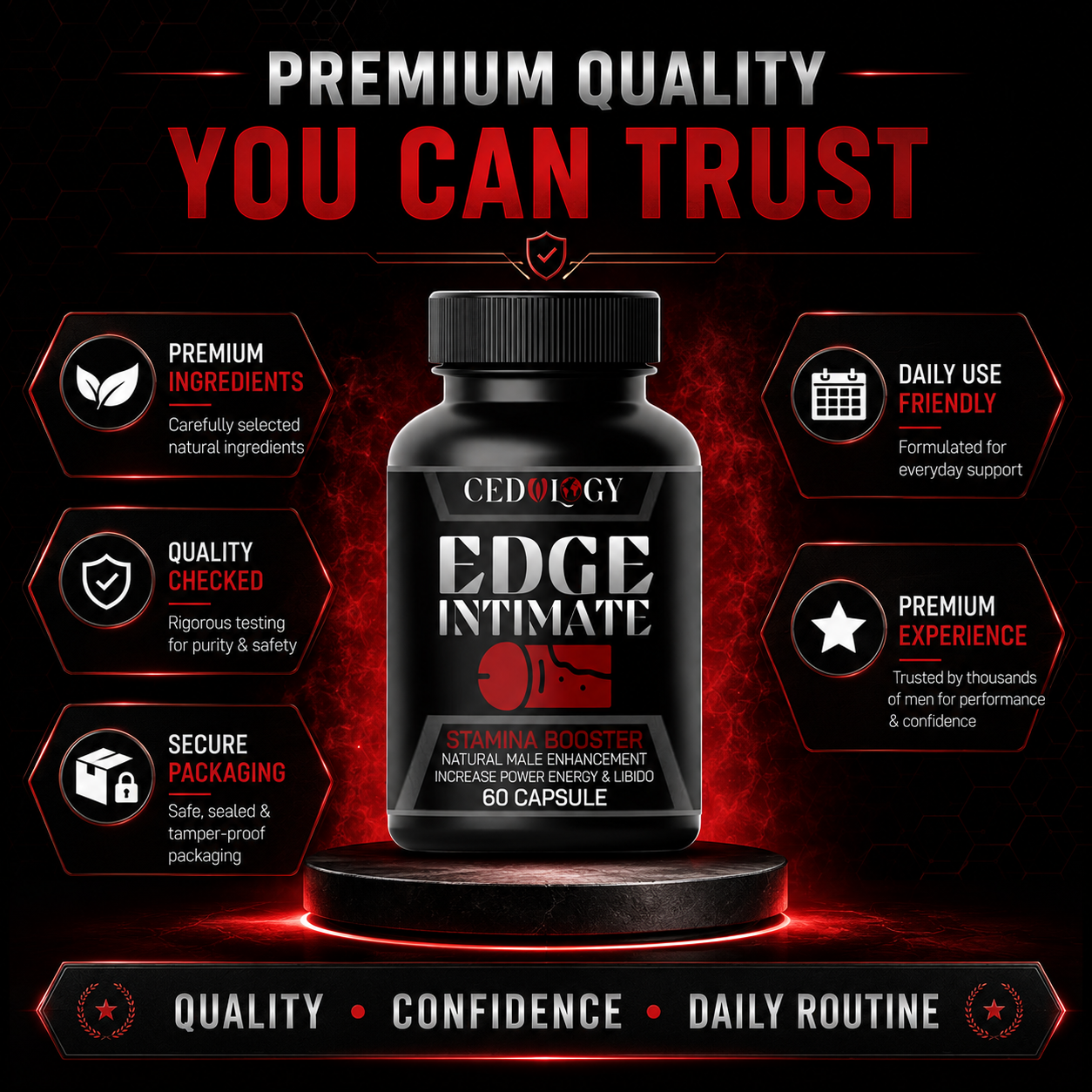 Edge Intimate – 100% Organic Men's Energy & Vitality Supplement (60 Unit)