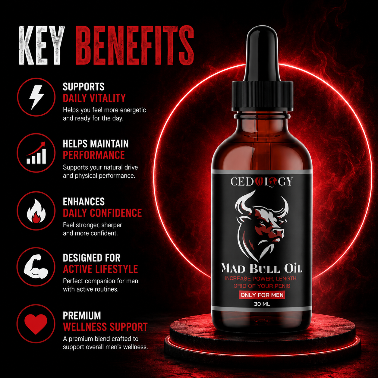 Madbull Oil – 100% Pure & Natural Male Massage Oil (30ml)