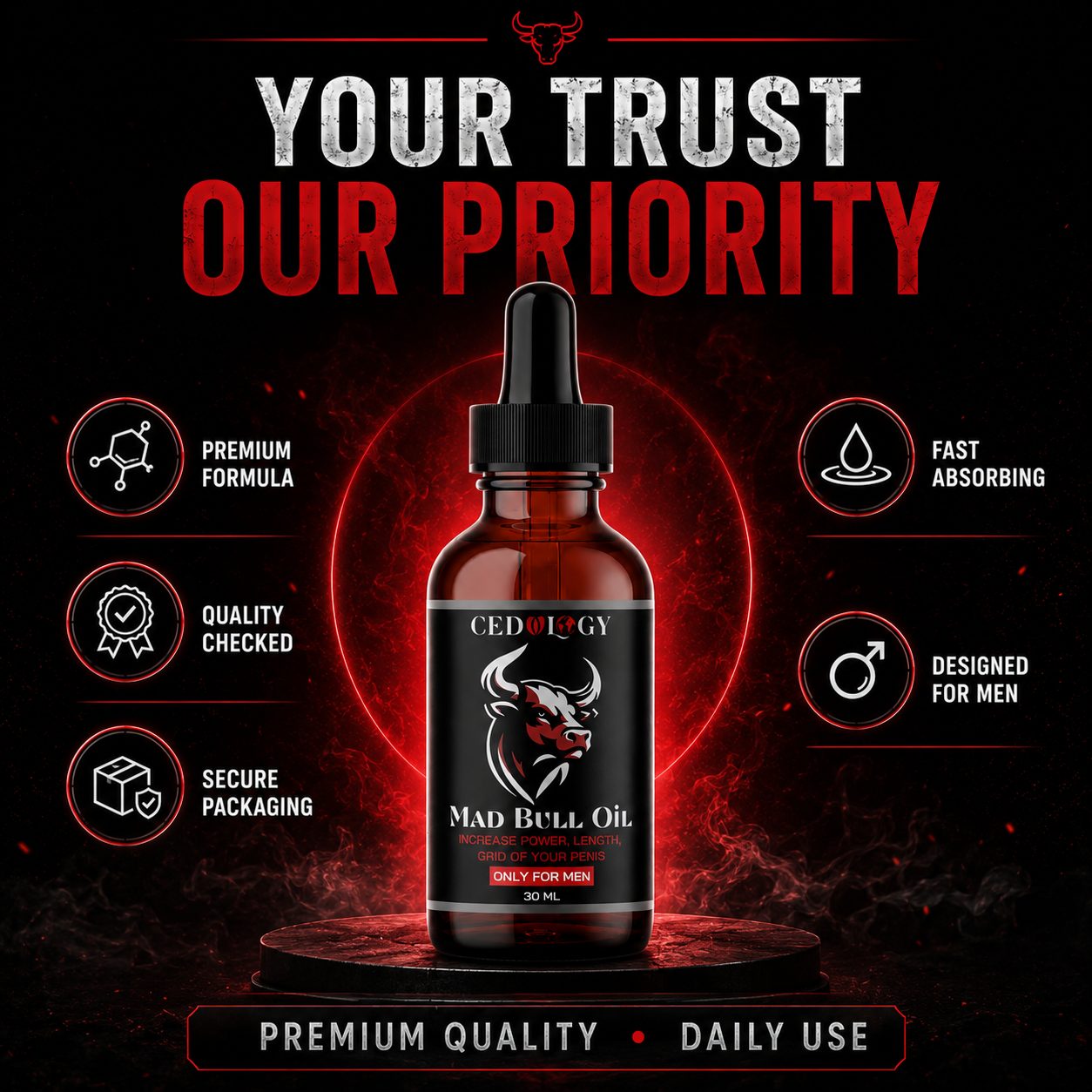 Madbull Oil – 100% Pure & Natural Male Massage Oil (30ml)