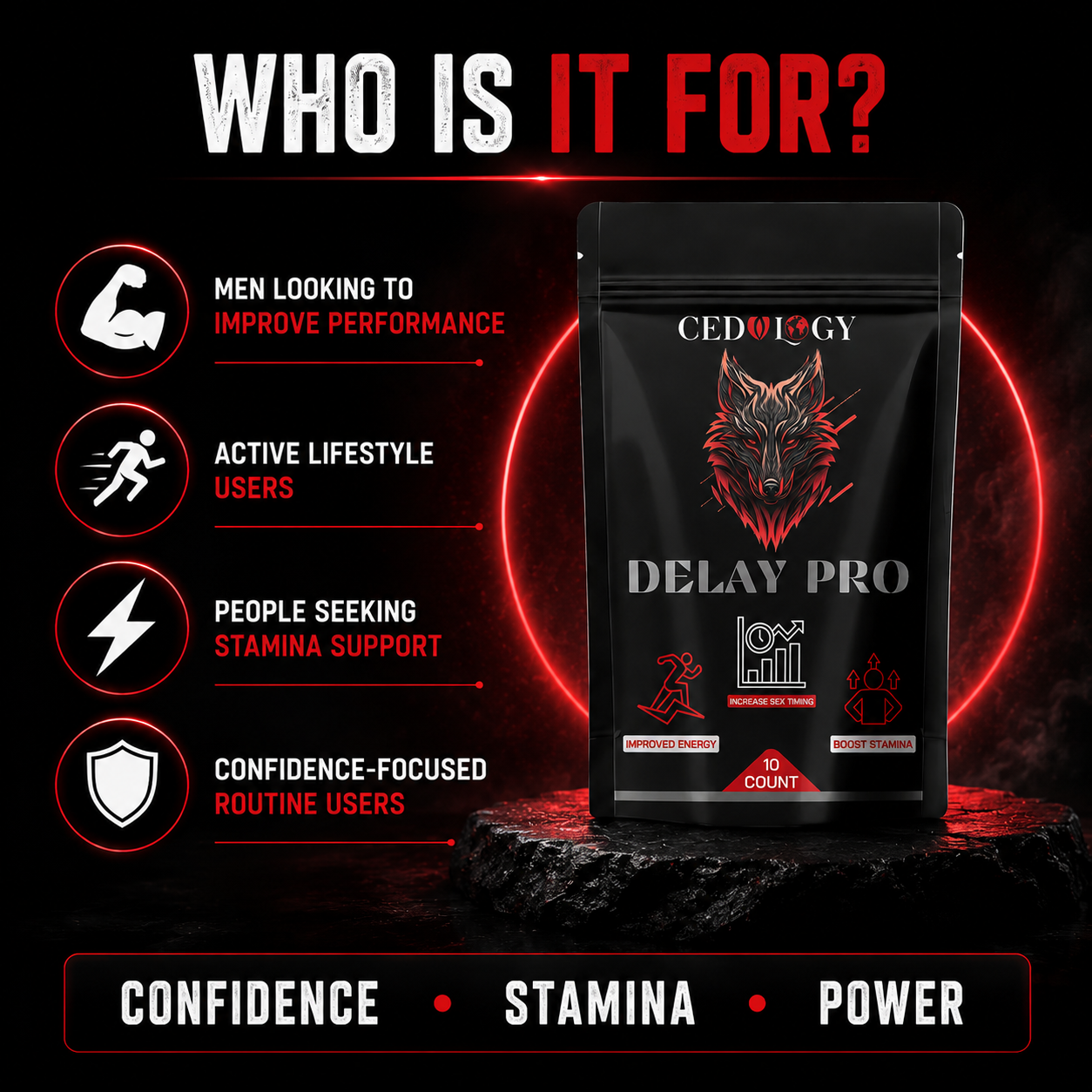 Delay Pro – 100% Organic Men's Endurance Supplement (10 Count)
