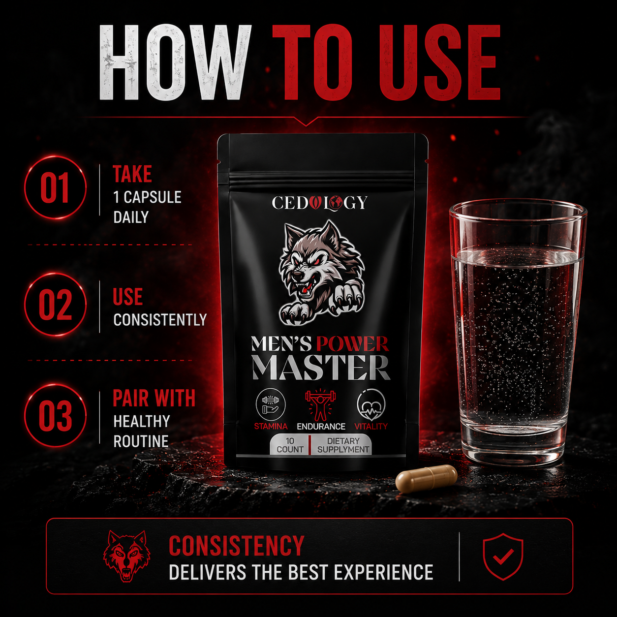 Men's Power Master – 100% Organic Dietary Supplement for Stamina & Vitality (10 Unit)