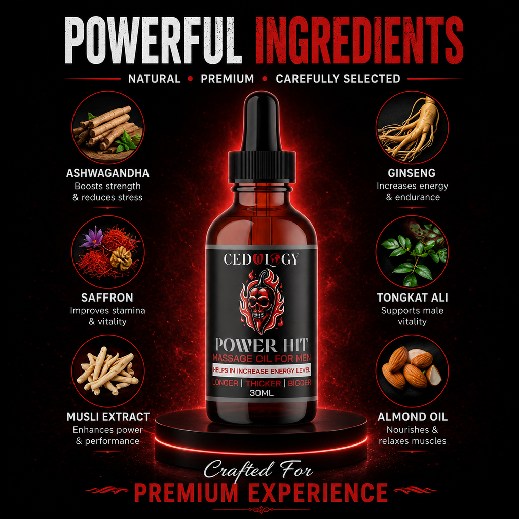 Power Hit Massage Oil for Men – 100% Natural Vitality Boost (30ml)