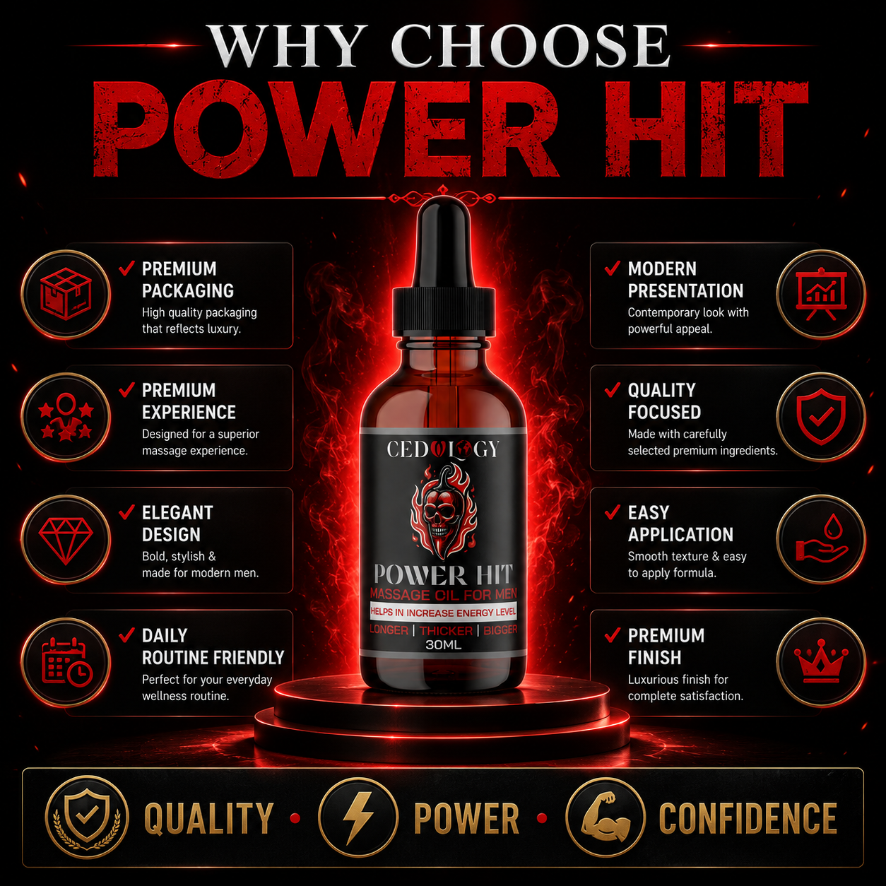 Power Hit Massage Oil for Men – 100% Natural Vitality Boost (30ml)