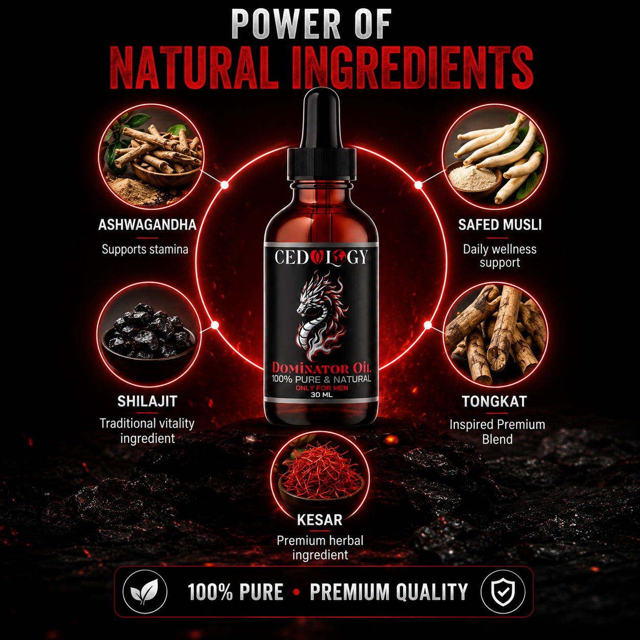 Dominator Oil – 100% Pure & Natural Male Massage Oil (30ml)