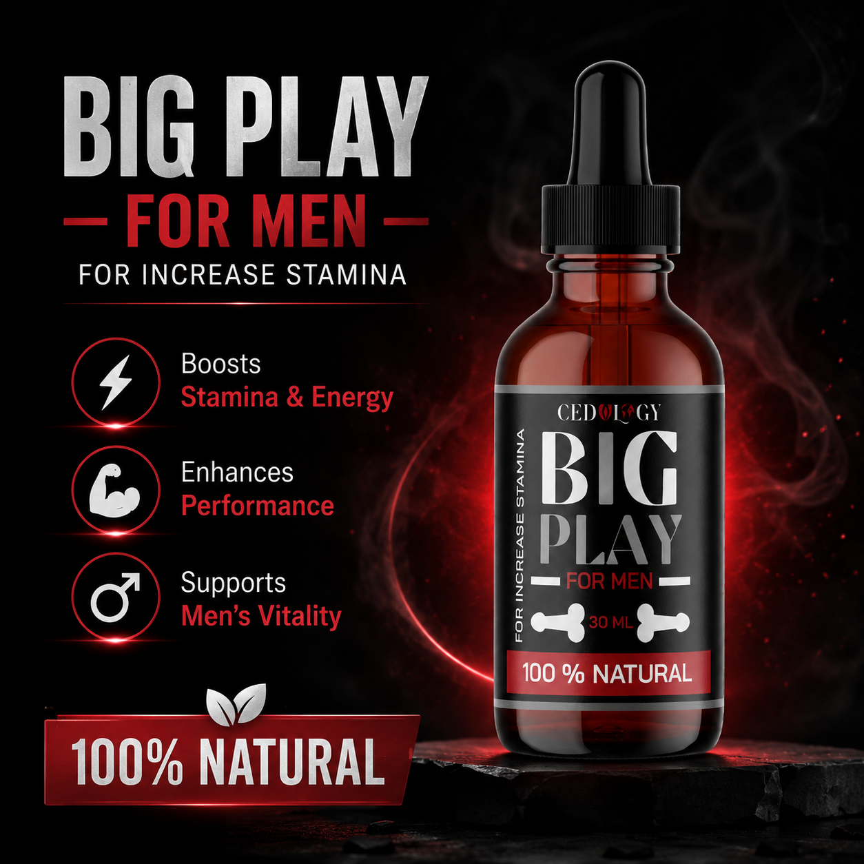 Big Play Massage Oil for Men – 100% Natural Stamina Support (30ml)