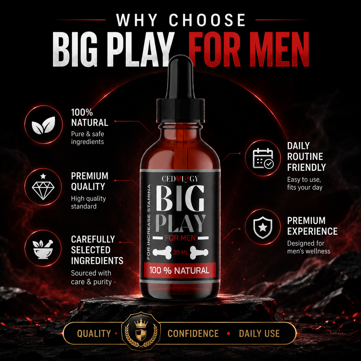 Big Play Massage Oil for Men – 100% Natural Stamina Support (30ml)
